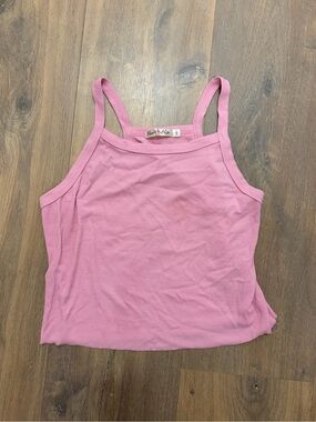 Hearts & Hips Pink Ribbed Crop Tank Size L (Fits Small)